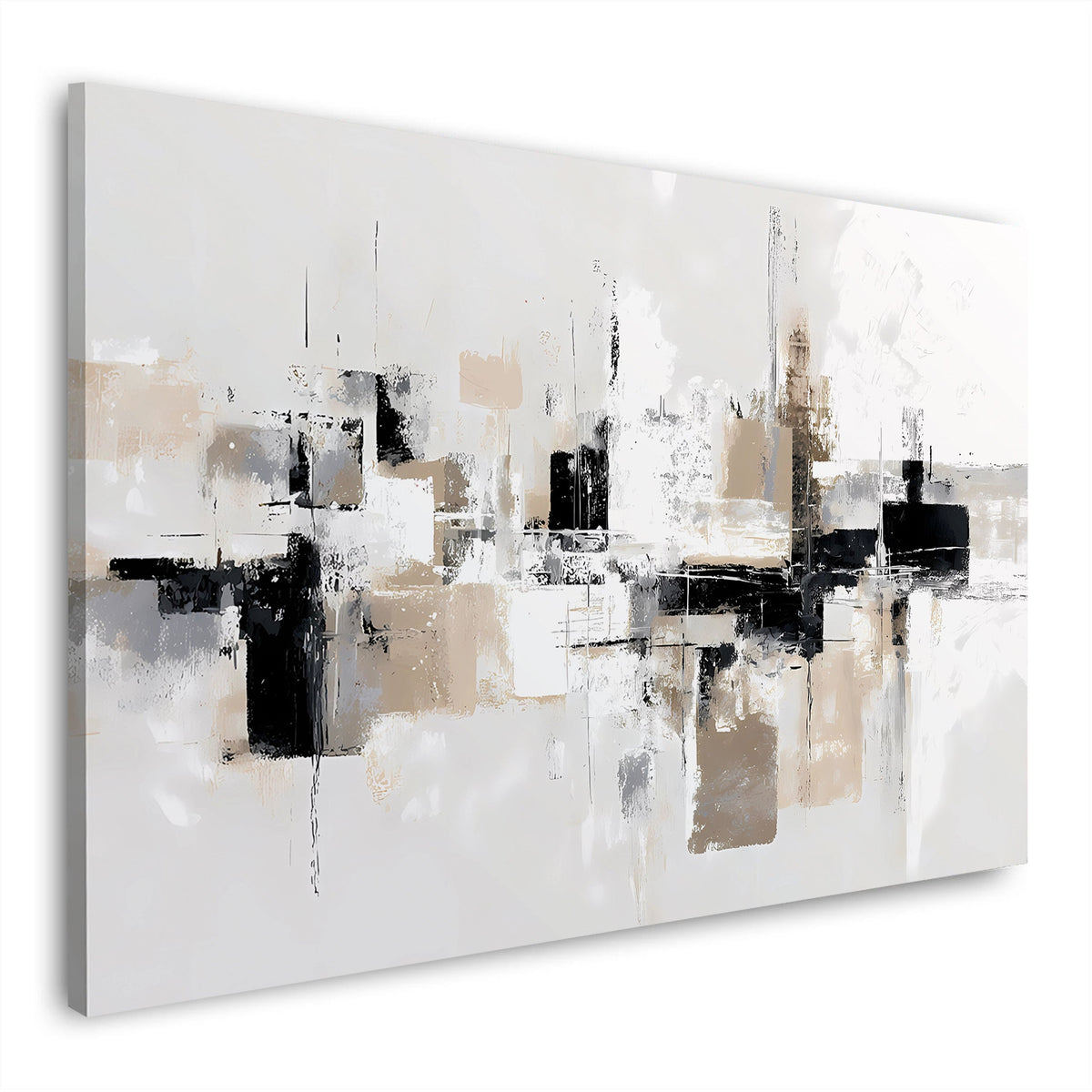 Formenkomposition in Beige & Schwarz – Wandbild