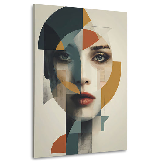Abstrakt Frauenporträt Geometrische Kunst Wandbild