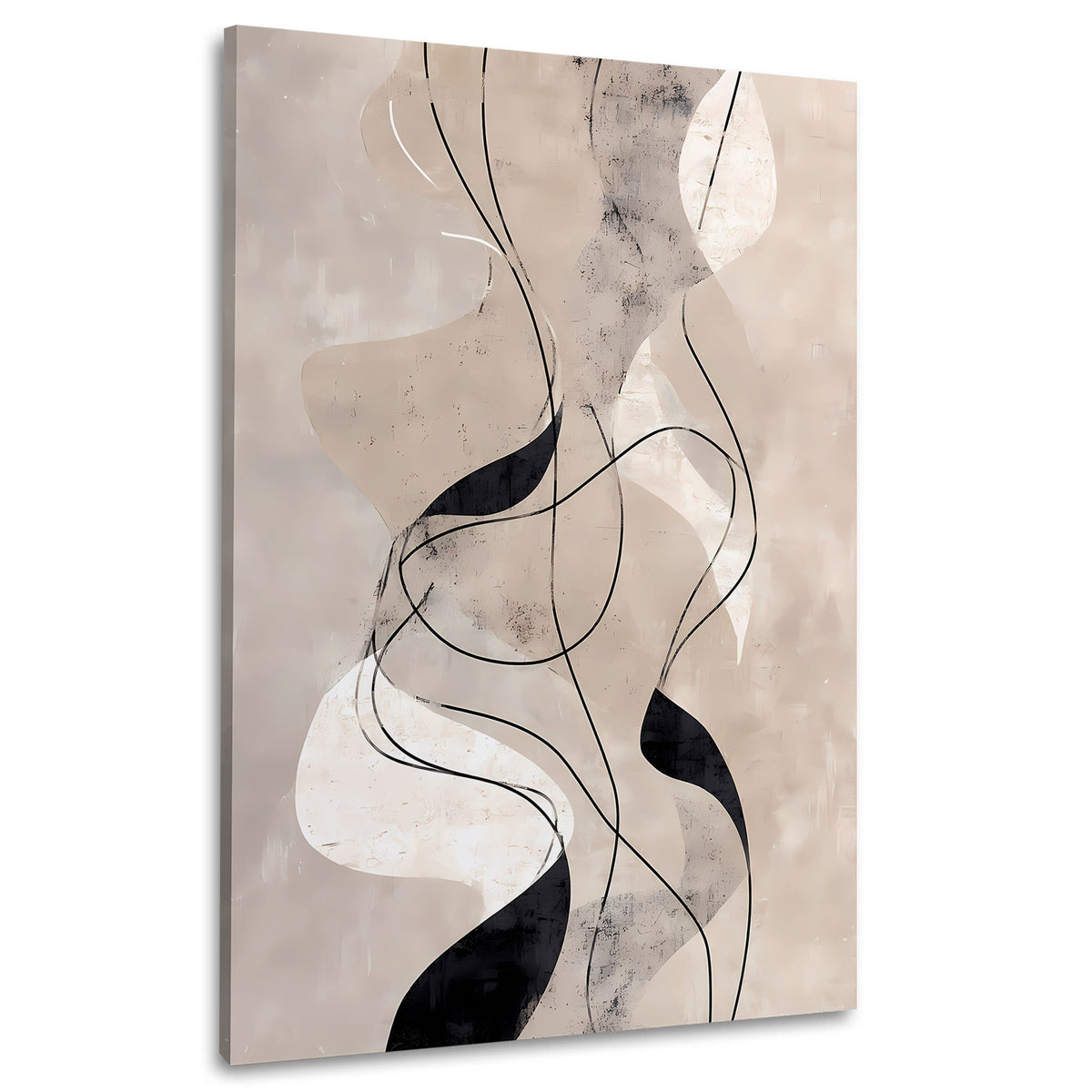 Abstrakte Linien Beige-Schwarz – Wandbild