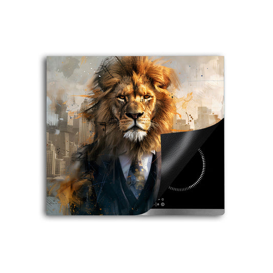 Abstrakt Löwe im Anzug Herdabdeckplatte Induktionsschutz für Ceranfeld & Küche Deko