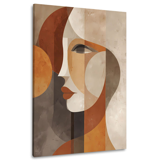 Abstrakt minimalistisch Frauenporträt Braun Orange Beige Wandbild