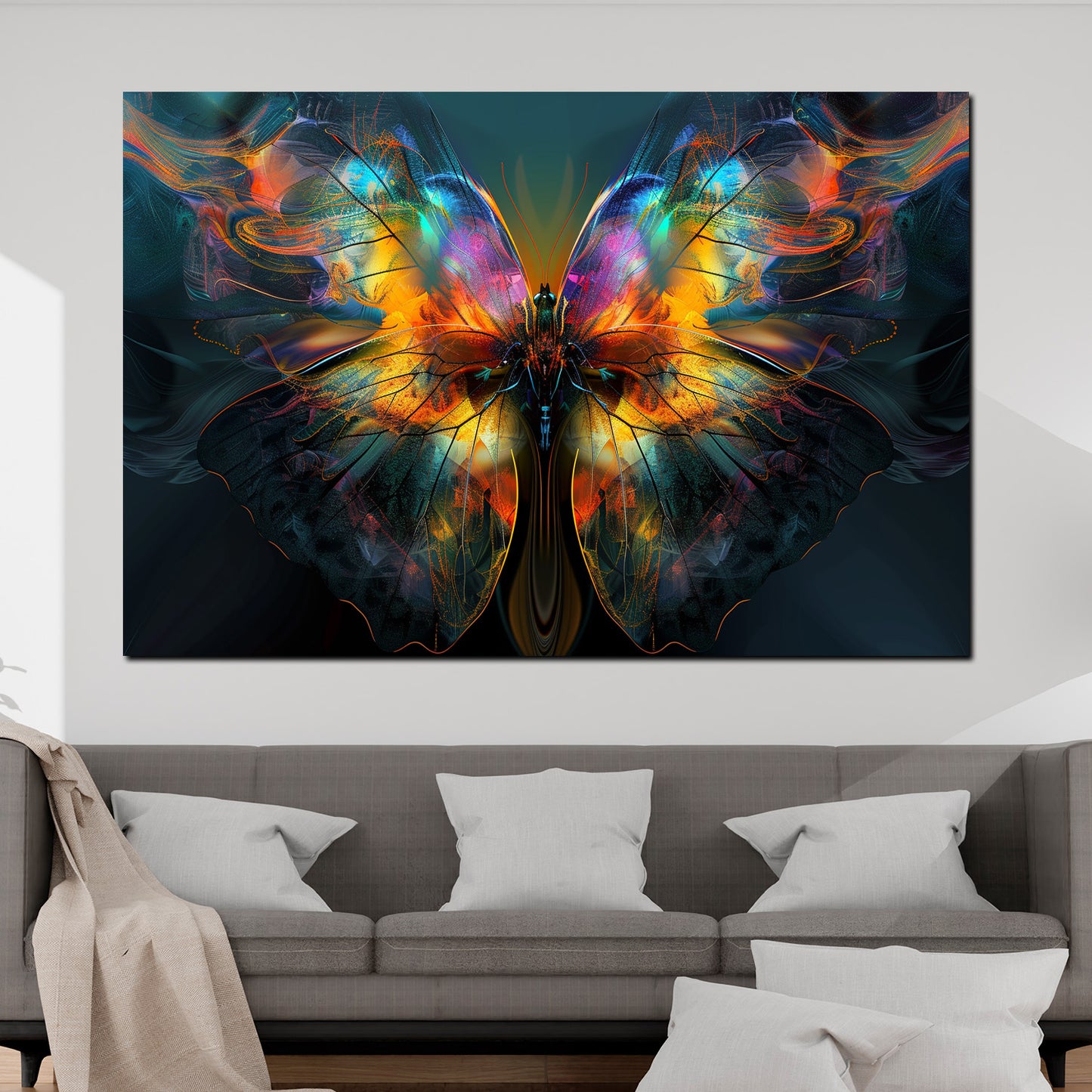 Abstrakt Schmetterling auf dunklem Hintergrund Wandbild