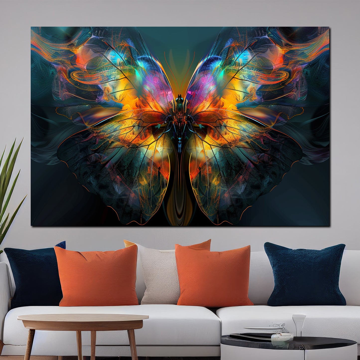 Abstrakt Schmetterling auf dunklem Hintergrund Wandbild