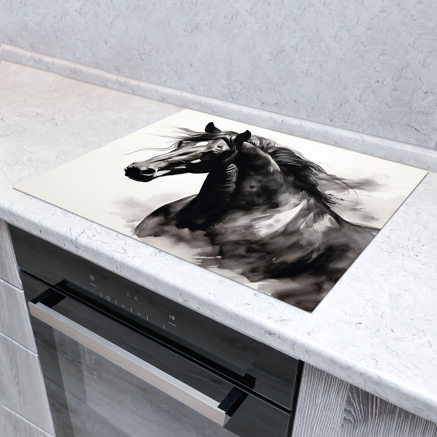 Abstrakt schönes Pferd Herdabdeckplatte Induktionsschutz für Ceranfeld & Küche Deko