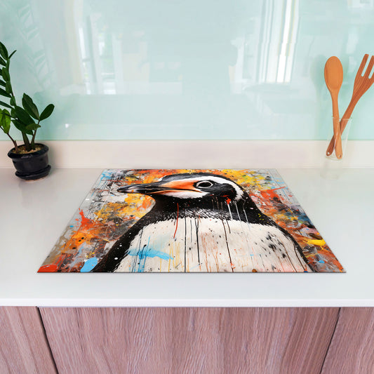 Abstrakt süßer Pinguin Herdabdeckplatte Induktionsschutz für Ceranfeld & Küche Deko