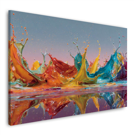 Abstrakt Farbspritzer flüssig Dynamik Spiegelung Pop Art Wandbild