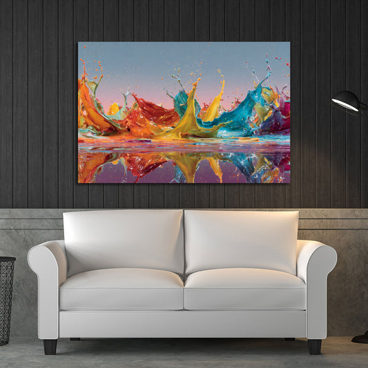 Abstrakt Farbspritzer flüssig Dynamik Spiegelung Pop Art Wandbild