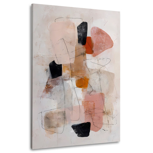 Abstrakt Formen Rosa Beige Schwarz Wandbild