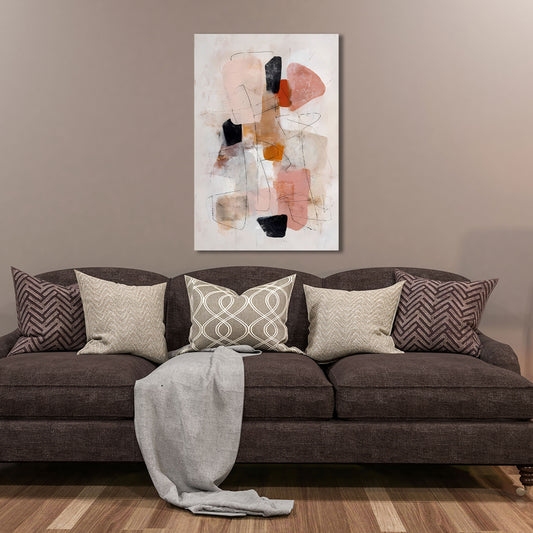 Abstrakt Formen Rosa Beige Schwarz Wandbild