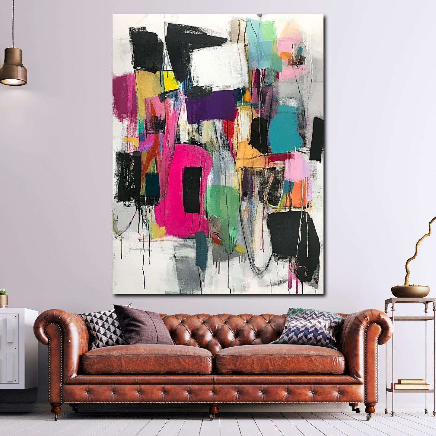 Abstrakt Komposition mit kräftigen Farben und Formen Wandbild