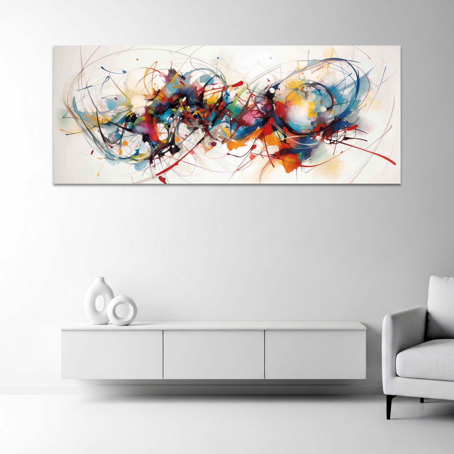 Abstrakte Linien mit dynamischer Farbexplosion Wandbild