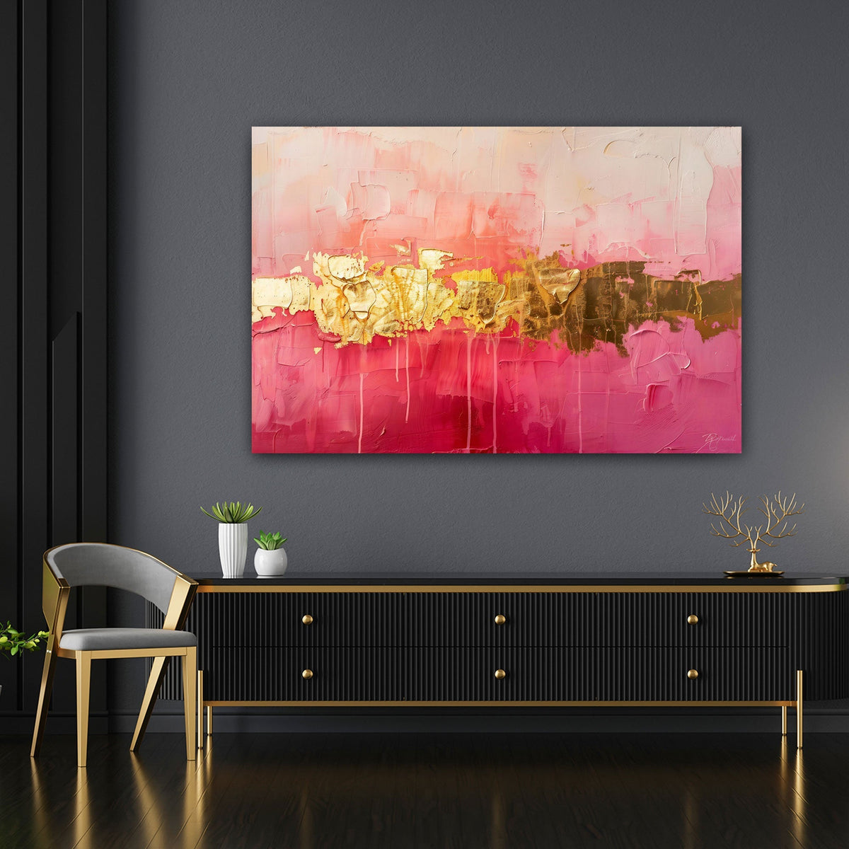 Rosa Gold Wandbild im Raum