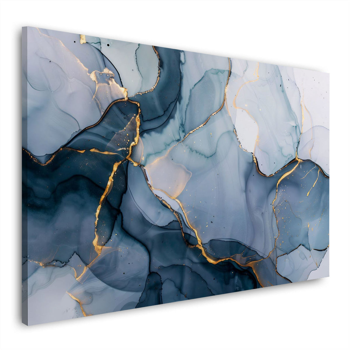 Abstrakte Marmorstruktur in Blau und Gold Wandbild
