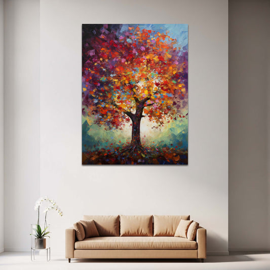 Abstrakter Baum im Herbst bunte Farben Kunst Wandbild