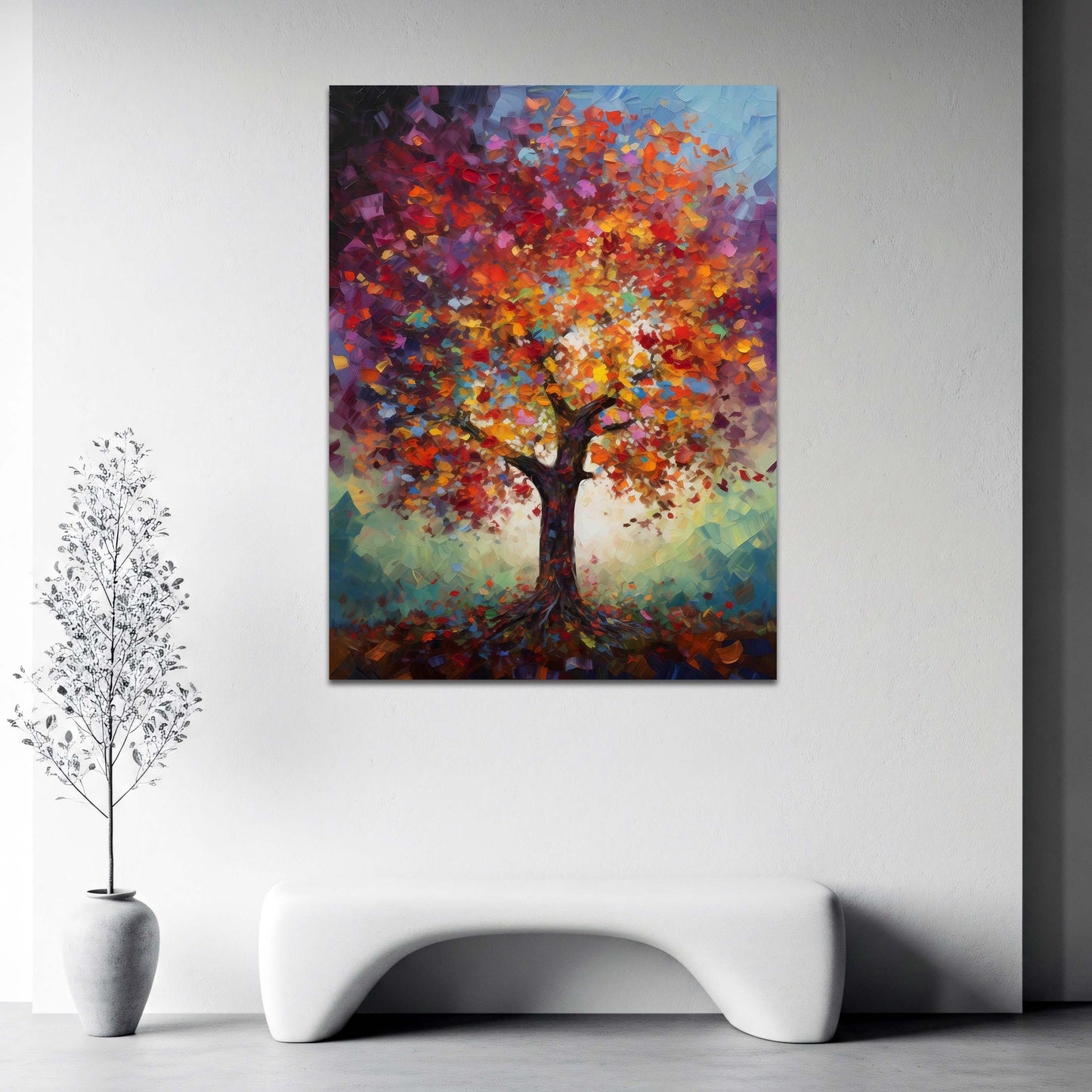 Abstrakter Baum im Herbst bunte Farben Kunst Wandbild
