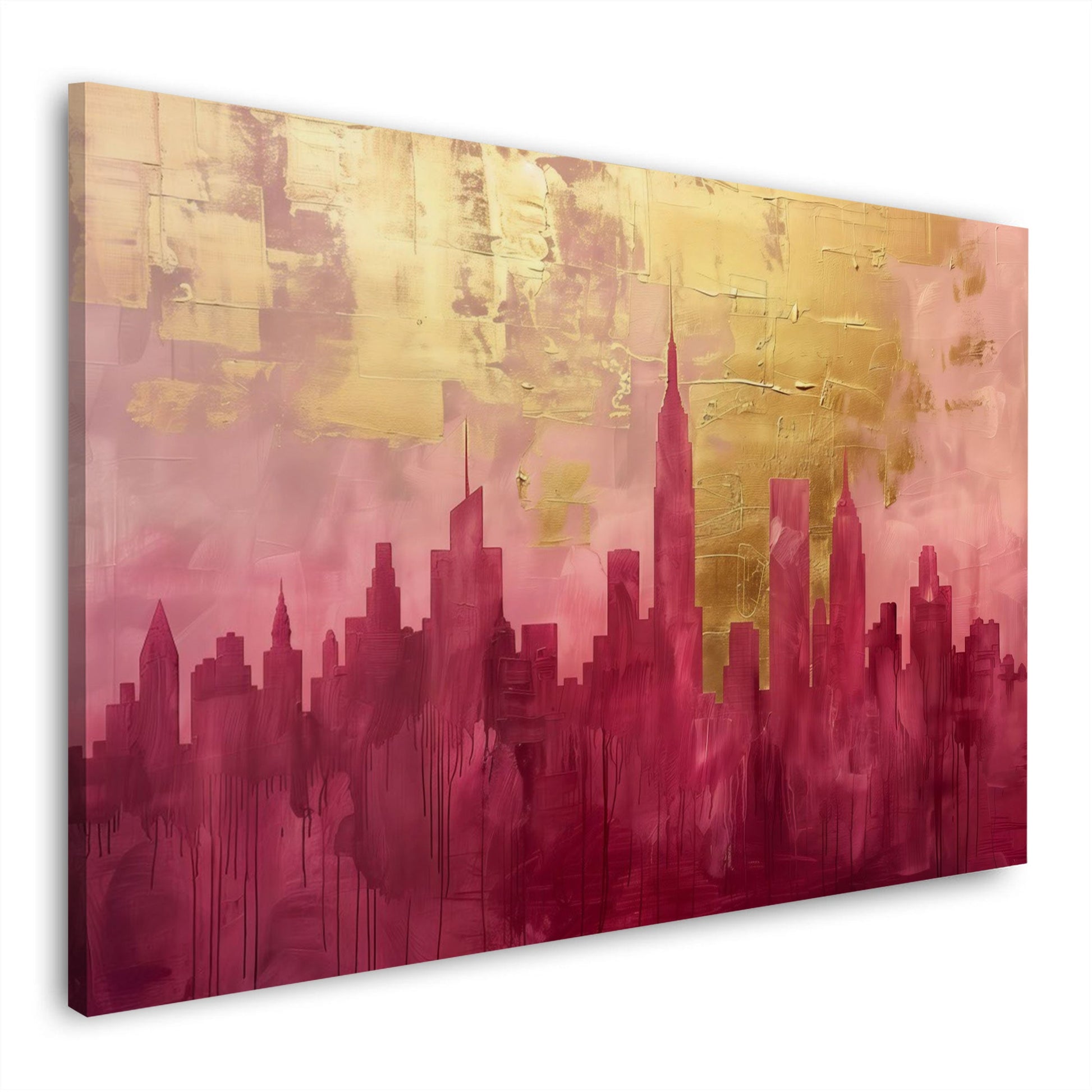 Abstraktes Stadtpanorama modern expressiv Wandbild – 3D Mockup