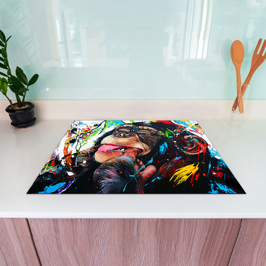 Affe Pop Art Herdabdeckplatte Induktionsschutz für Ceranfeld & Küche Deko