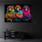 Affen mit Hoodies und Kopfhoerern neon Pop Art Wandbild