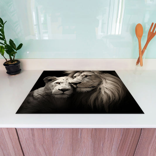 Afrika Löwenpaar Herdabdeckplatte Induktionsschutz für Ceranfeld & Küche Deko