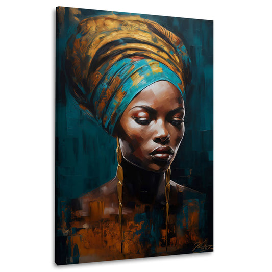 Afrikanische Frau Kopftuch Schmuck Eleganz Wandbild