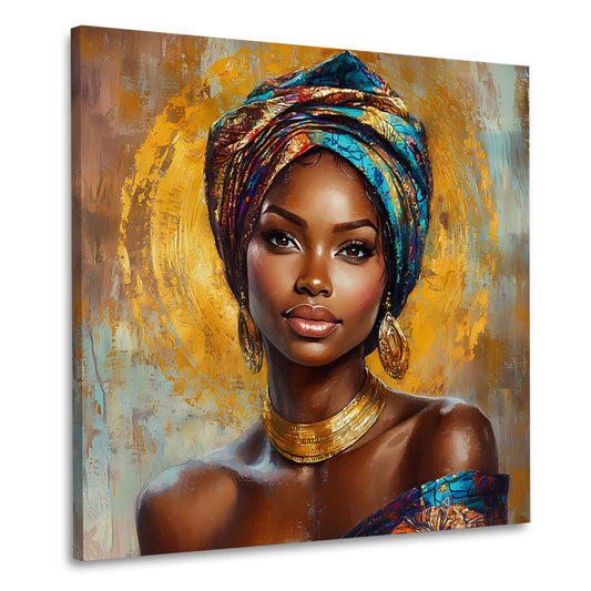 Afrikanische Schönheit edles Porträt mit goldener Aura Wandbild