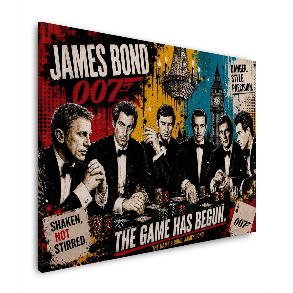 Agenten am Pokertisch im Pop Art Stil Wandbild