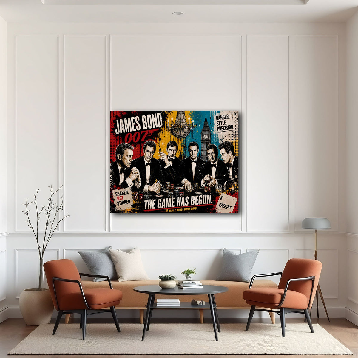 Agenten am Pokertisch im Pop Art Stil Wandbild