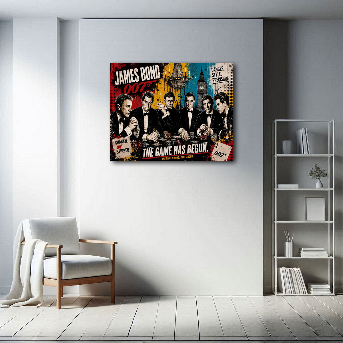 Agenten am Pokertisch im Pop Art Stil Wandbild