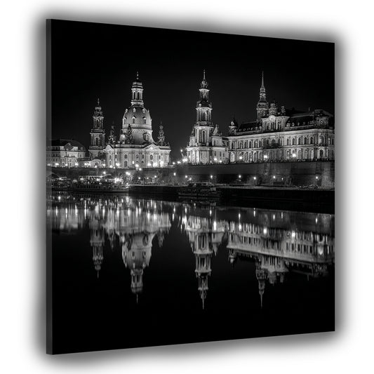 Altstadt Skyline Dresden Elbufer schwarz weiß Wandbild