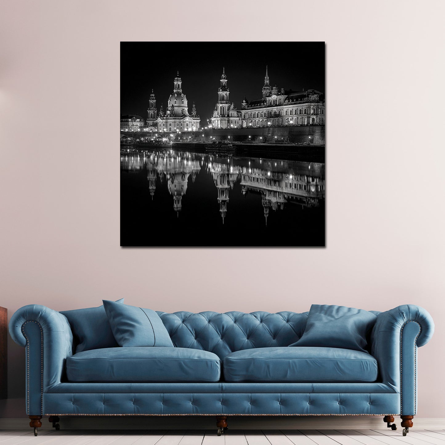 Altstadt Skyline Dresden Elbufer schwarz weiß Wandbild