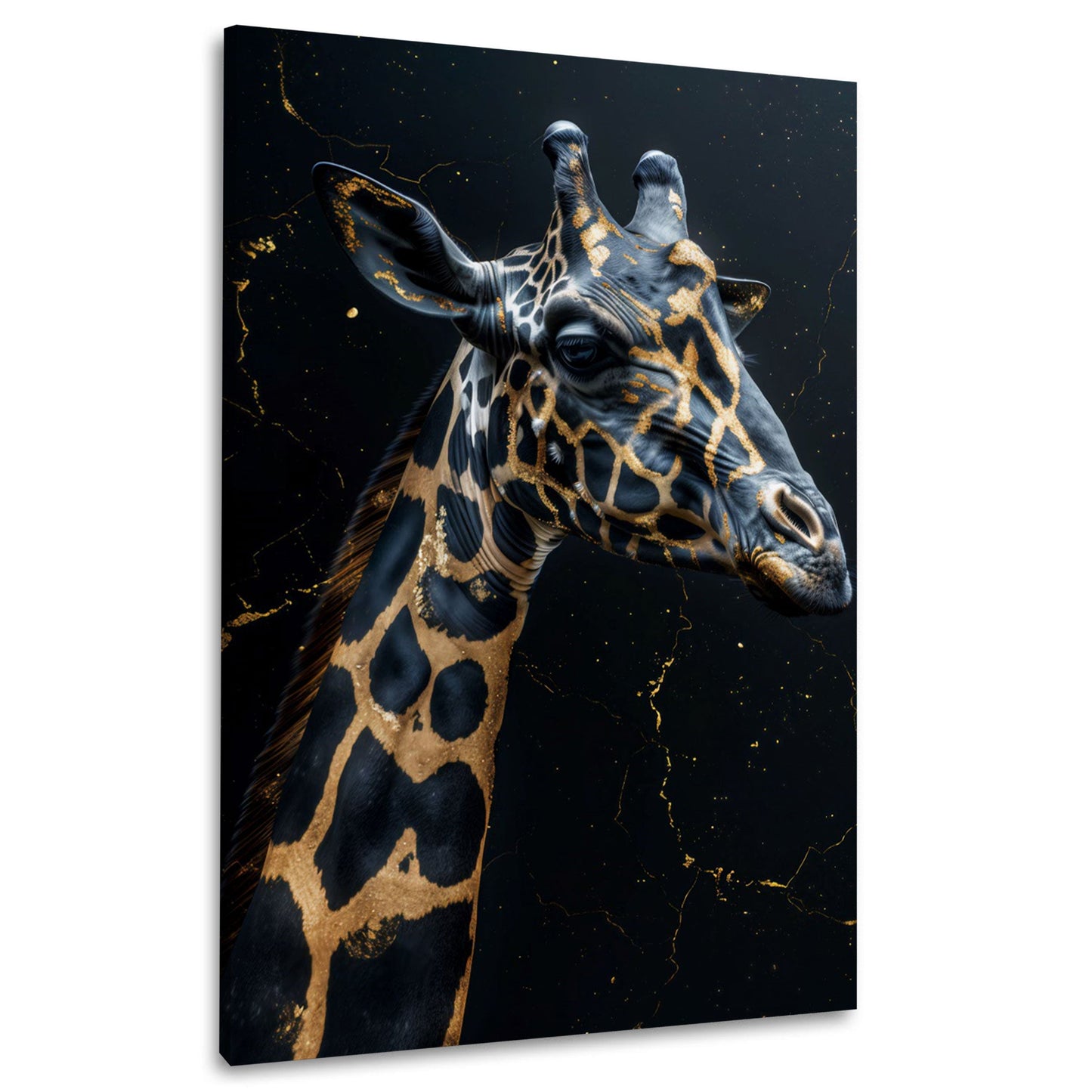 Farbenfrohes Aquarell Giraffenportrait Wandbild