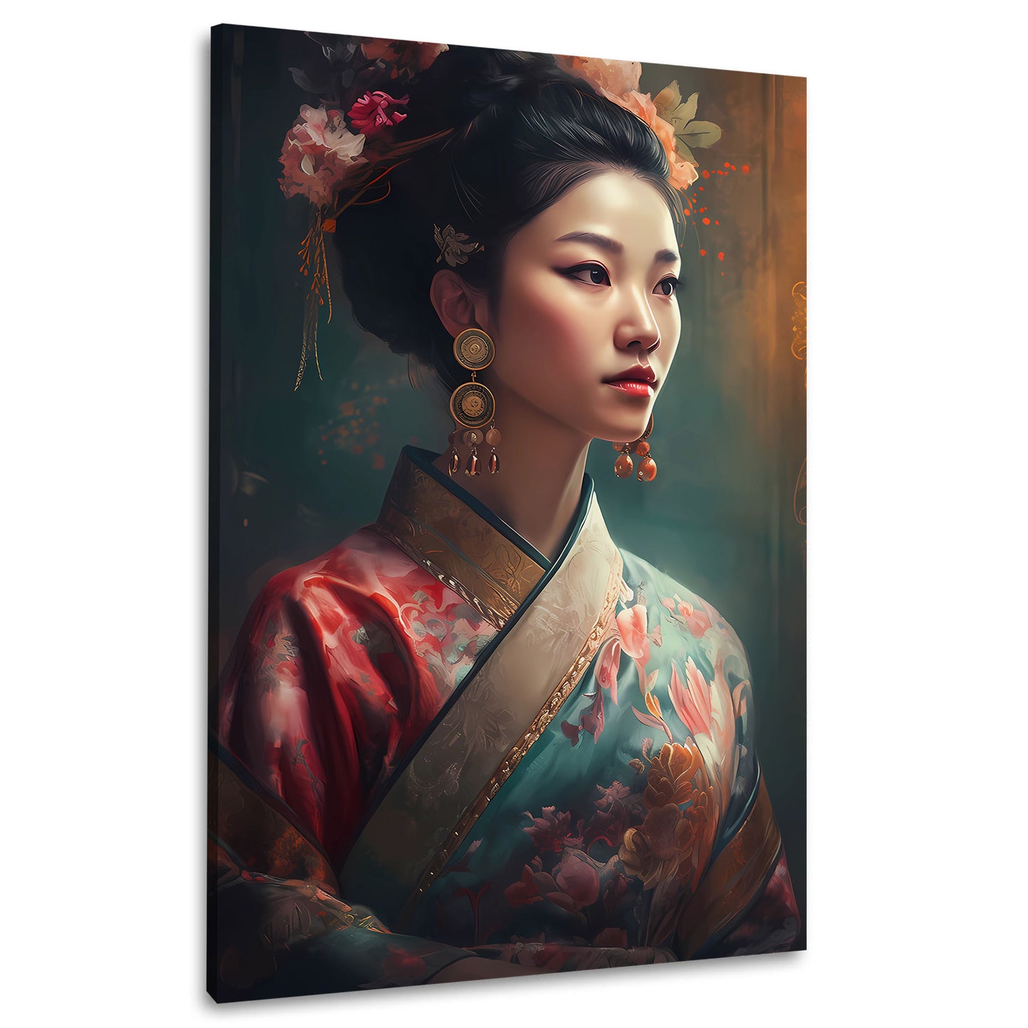 Asiatische Frau Kimono Porträt Eleganz Wandbild