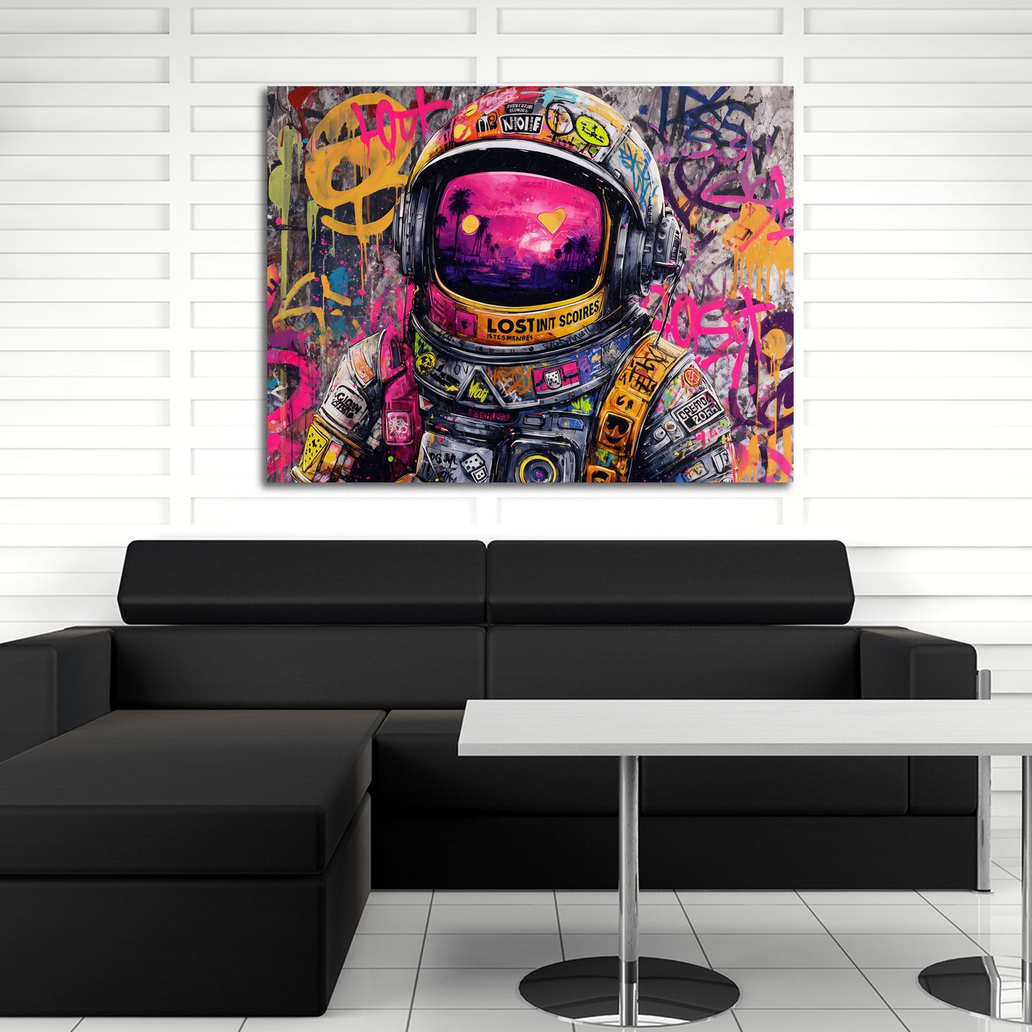 Astronaut Pop Art Street Art Neonfarben Weltraum Wandbild