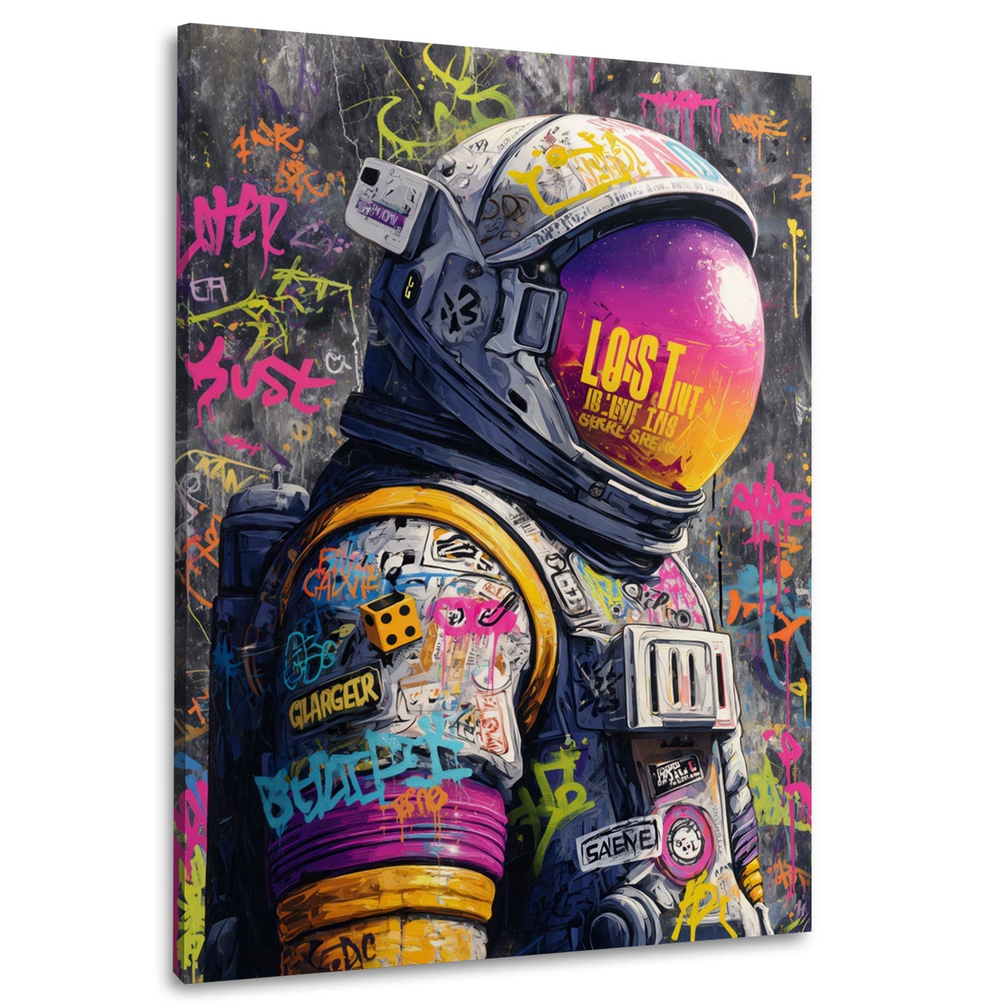 Astronaut Pop Art Street Art Profil Neonfarben Weltraum Wandbild