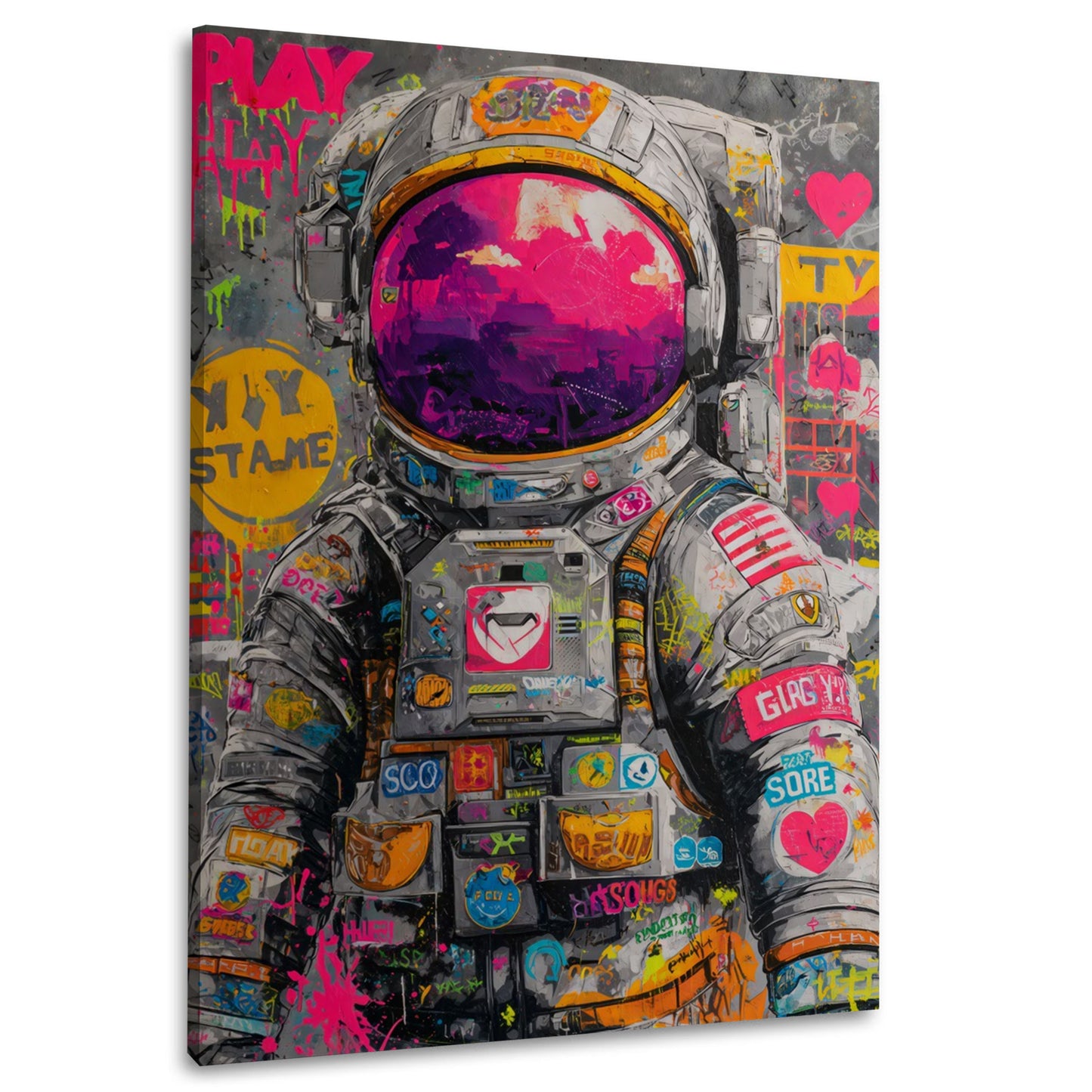 Astronaut Pop Art Weltraum Street Art Wandbild