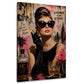 Audrey mit Sonnenbrille und Perlenkette Street Art Wandbild
