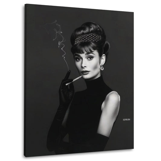 Audrey elegant schwarz-weiß Hollywood Porträt Wandbild