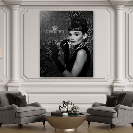 Elegantes Audrey-Porträt schwarz-weiß Ikone Wandbild