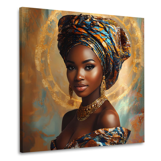 Ausdrucksstarke Afrikanerin in traditioneller Kleidung Wandbild