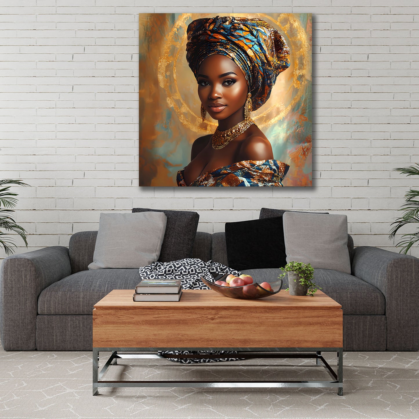 Ausdrucksstarke Afrikanerin in traditioneller Kleidung Wandbild