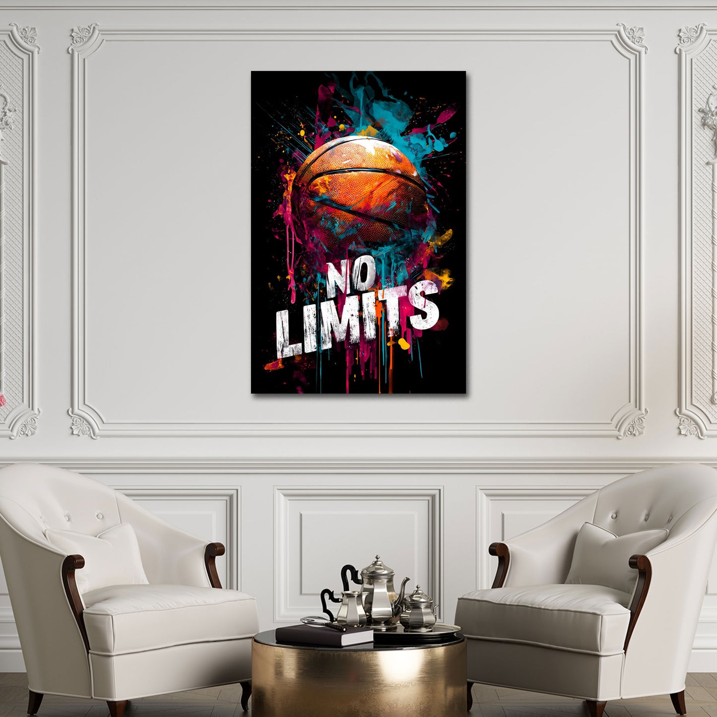 Basketball in Pop Art Splash Motivation No Limits Wandbild