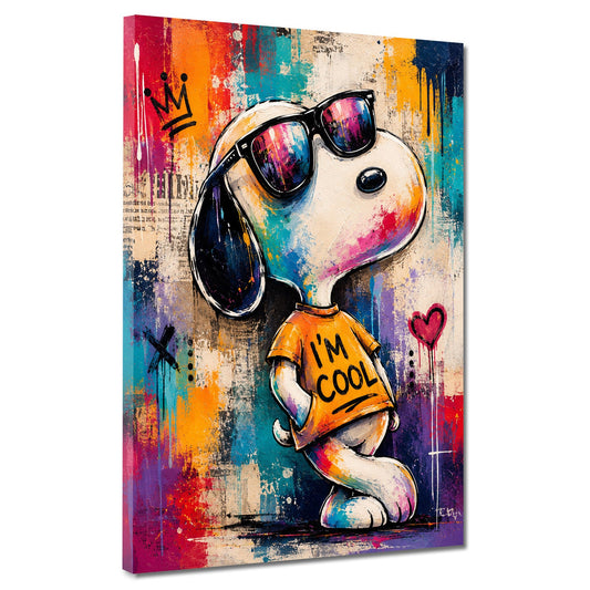 Comic Beagle mit Sonnenbrille im Pop Art Graffiti Stil Wandbild
