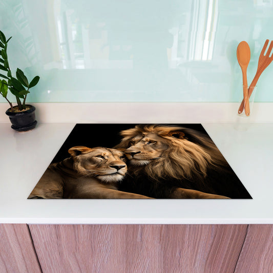 Beautiful Lions, Löwen Herdabdeckplatte Induktionsschutz für Ceranfeld & Küche Deko