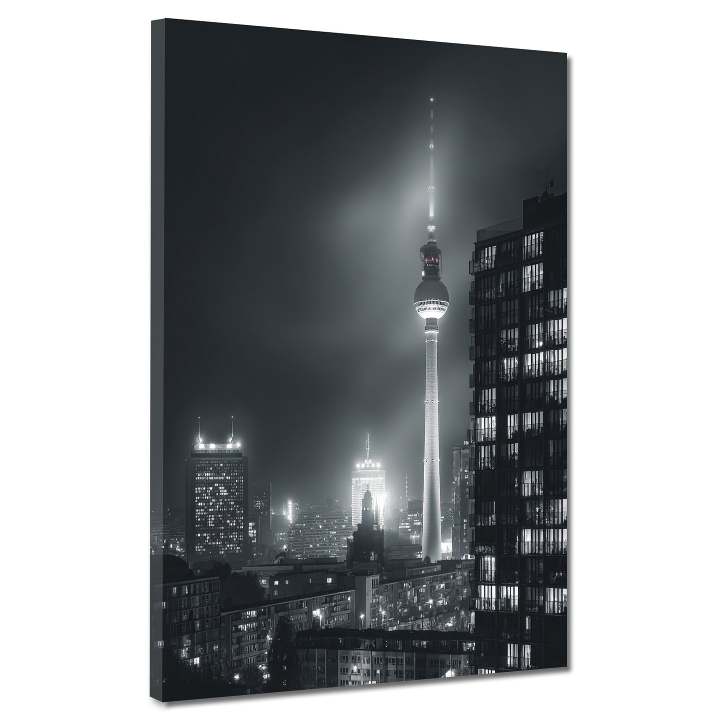 Berliner Fernsehturm bei Nacht Skyline Hochhäuser Wandbild