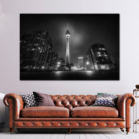 Berliner Fernsehturm schwarz weiß Architektur Wandbild