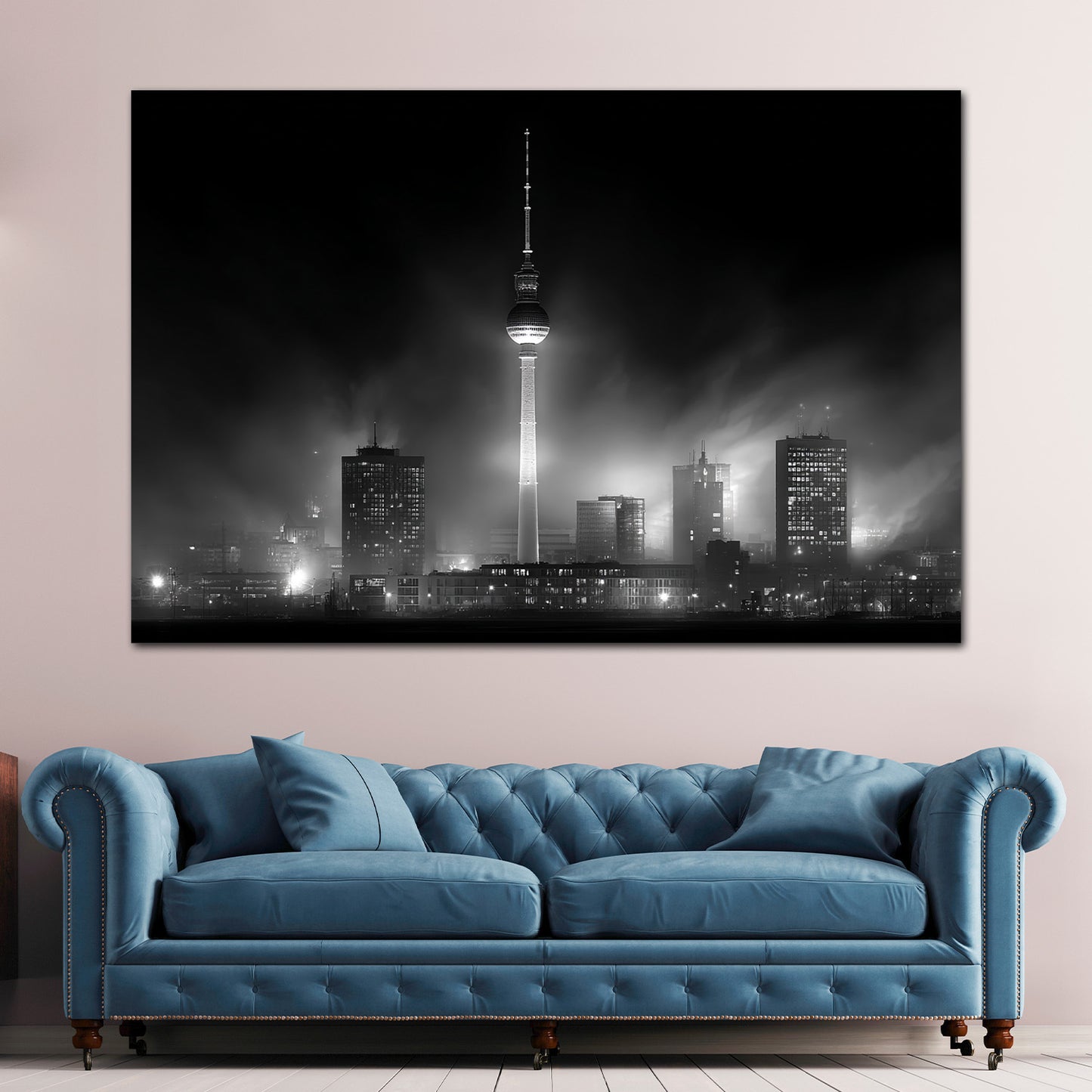 Berliner Fernsehturm schwarz weiß Skyline Wandbild