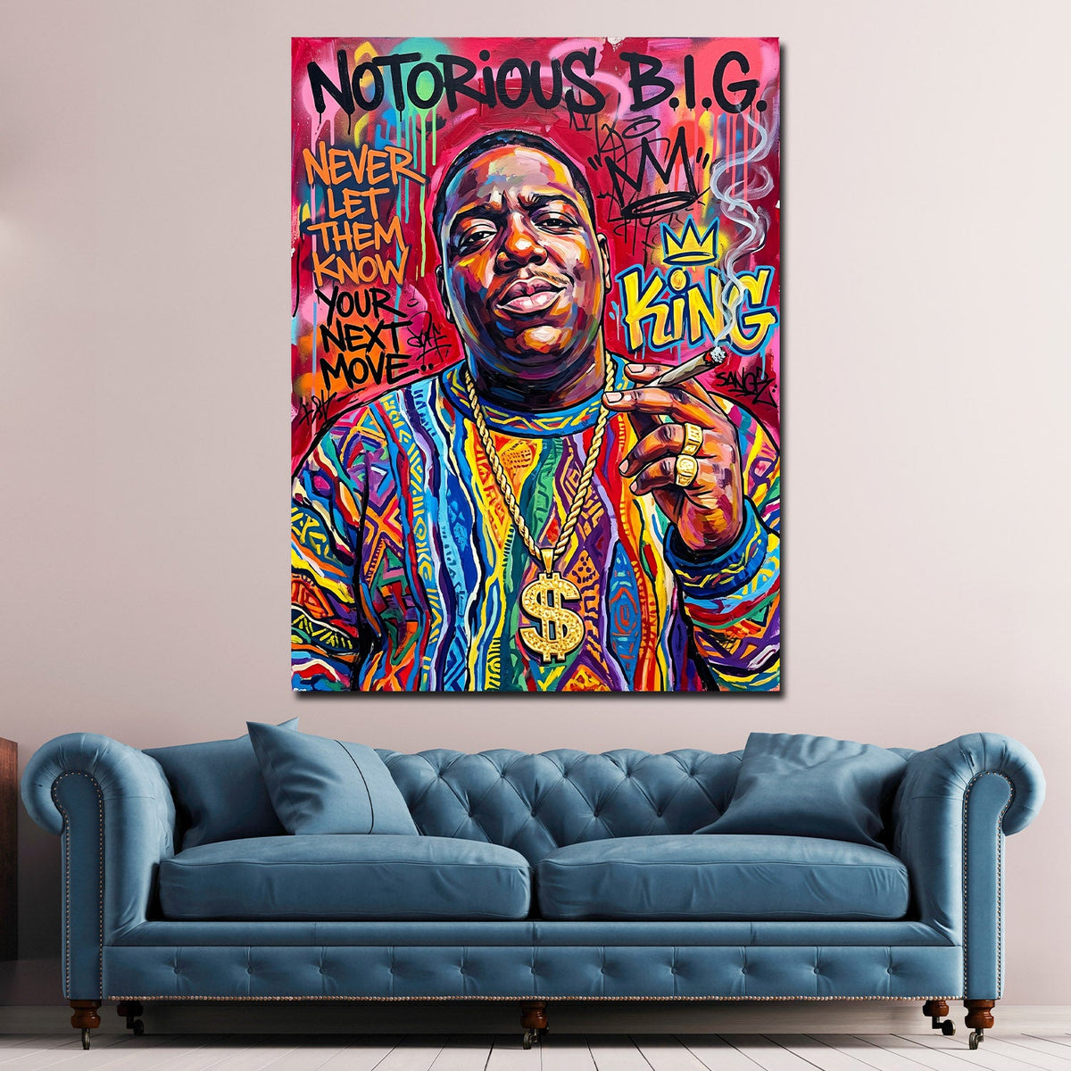 Biggie Hip Hop Pop Art Wandbild im Wohnzimmer