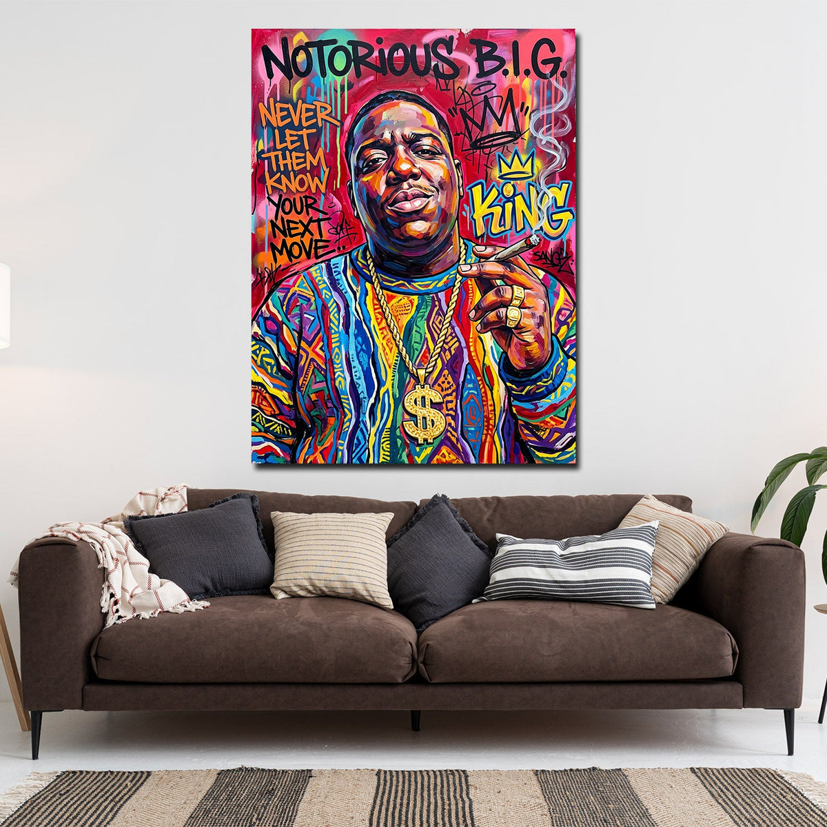 Biggie Hip Hop Pop Art Wandbild an der Wand im Raum