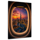 Dubai Marina aus dem Flugzeugfenster Wandbild im Hochformat