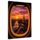 Paris mit Seine aus dem Flugzeugfenster Wandbild im Hochformat